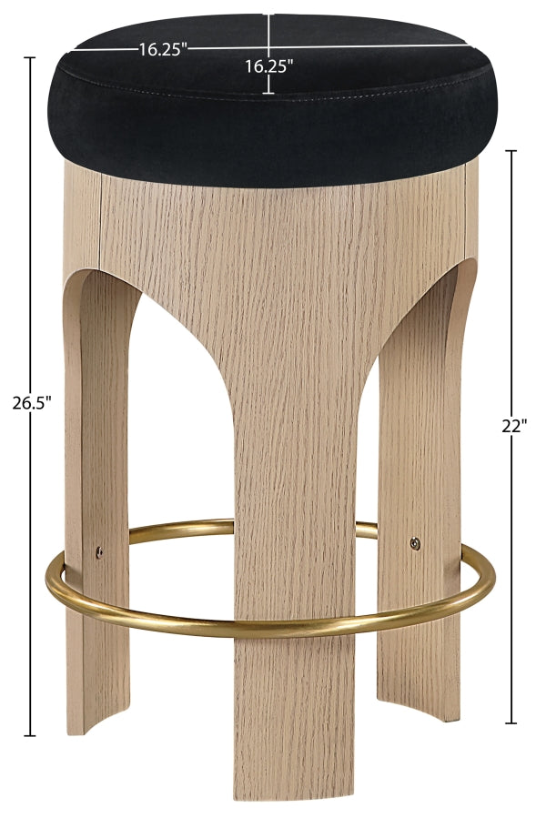 Bocceli Velvet Upholstered Counter Stool — 11057-C - Black - 11057Black-C Dim