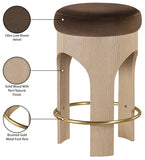 Bocceli Velvet Upholstered Counter Stool — 11057-C - Brown - 11057Brown-C Infographic