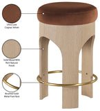 Bocceli Velvet Upholstered Counter Stool — 11057-C - Cognac - 11057Cognac-C Infographic