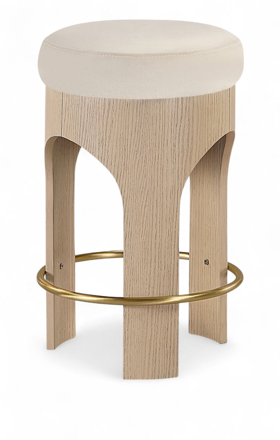 Bocceli Velvet Upholstered Counter Stool — 11057-C - Cream - 11057Cream-C