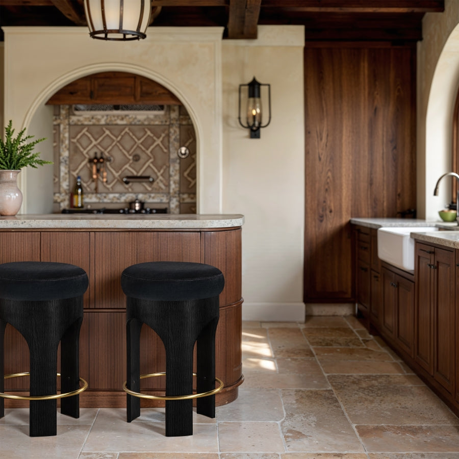 Bocceli Velvet Upholstered Counter Stool — 11058-C - Black - 11058Black-C alternate view 1