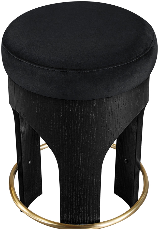 Bocceli Velvet Upholstered Counter Stool — 11058-C - Black - 11058Black-C alternate view 3