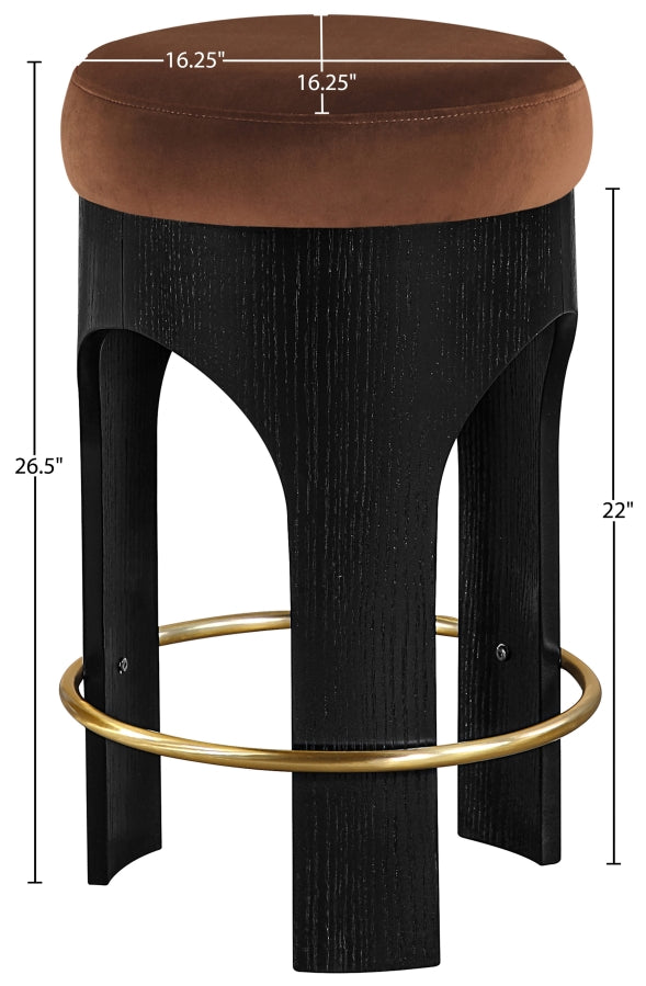 Bocceli Velvet Upholstered Counter Stool — 11058-C - Cognac - 11058Cognac-C Dim