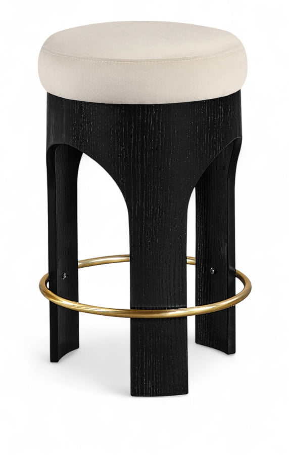 Bocceli Velvet Upholstered Counter Stool — 11058-C - Cream - 11058Cream-C