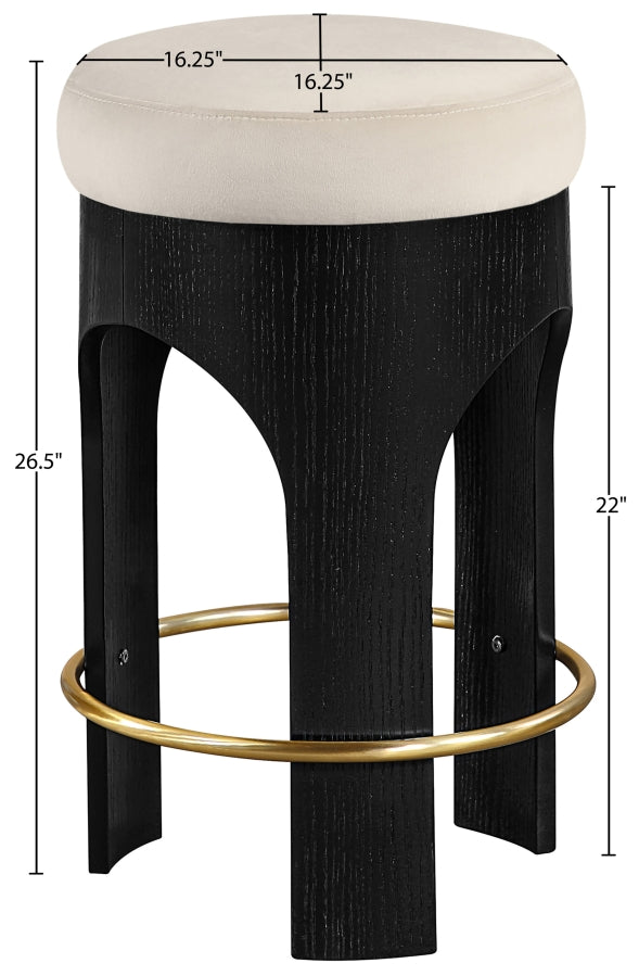 Bocceli Velvet Upholstered Counter Stool — 11058-C - Cream - 11058Cream-C Dim