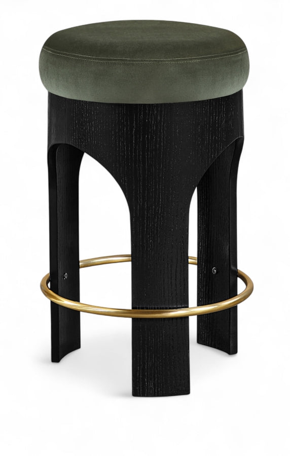 Bocceli Velvet Upholstered Counter Stool — 11058-C - Green - 11058Green-C