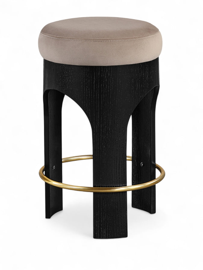Bocceli Velvet Upholstered Counter Stool — 11058-C - Taupe - 11058Taupe-C