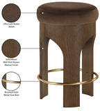 Bocceli Velvet Upholstered Counter Stool — 11059-C - Brown - 11059Brown-C Infographic
