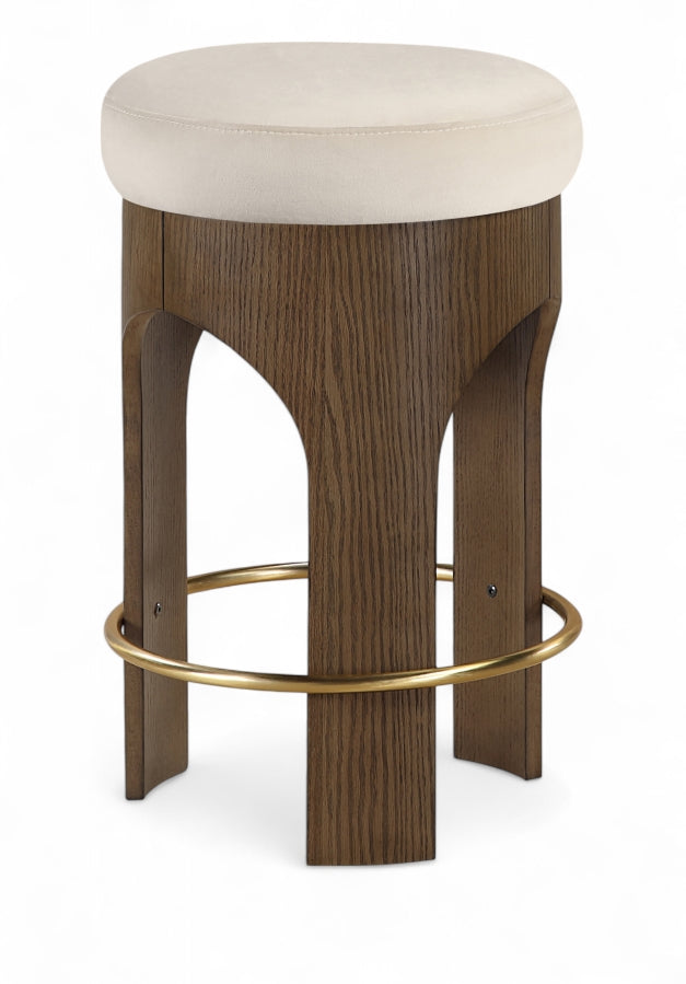 Bocceli Velvet Upholstered Counter Stool — 11059-C - Cream - 11059Cream-C