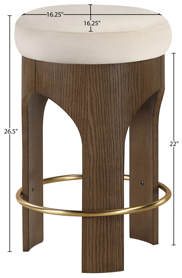 Bocceli Velvet Upholstered Counter Stool — 11059-C - Cream - 11059Cream-C Dim