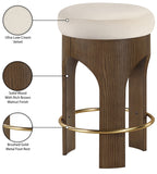 Bocceli Velvet Upholstered Counter Stool — 11059-C - Cream - 11059Cream-C Infographic
