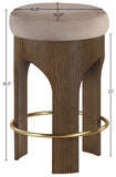 Bocceli Velvet Upholstered Counter Stool — 11059-C - Taupe - 11059Taupe-C Dim