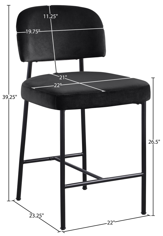 Zarelle Performance Fabric Upholstered Counter Stool — 88022-C - Black - 88022Black-C Dim