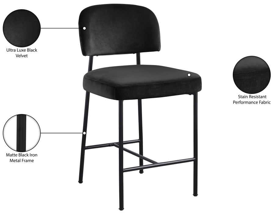 Zarelle Performance Fabric Upholstered Counter Stool — 88022-C - Black - 88022Black-C Infographic