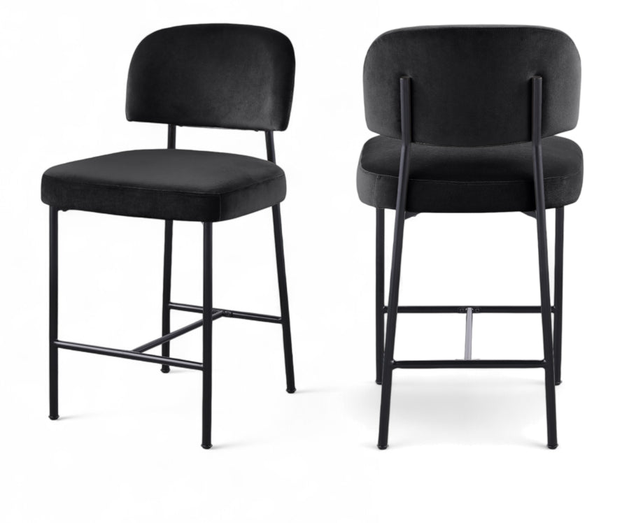 Zarelle Performance Fabric Upholstered Counter Stool — 88022-C - Black - 88022Black-C Double Chair