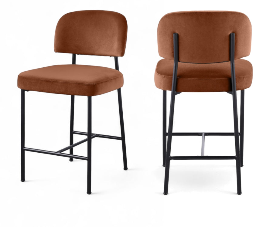 Zarelle Performance Fabric Upholstered Counter Stool — 88022-C - Cognac - 88022Cognac-C Double Chair