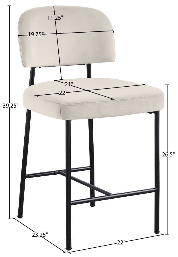 Zarelle Performance Fabric Upholstered Counter Stool — 88022-C - Cream - 88022Cream-C Dim