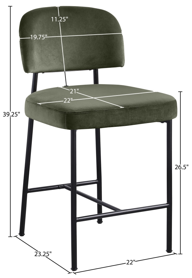 Zarelle Performance Fabric Upholstered Counter Stool — 88022-C - Green - 88022Green-C Dim