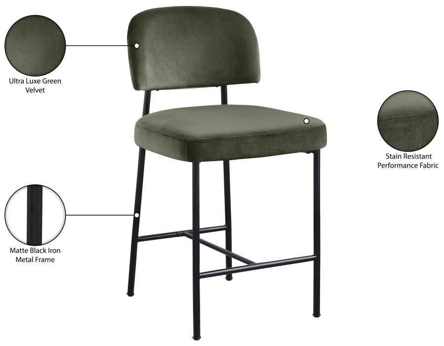 Zarelle Performance Fabric Upholstered Counter Stool — 88022-C - Green - 88022Green-C Infographic