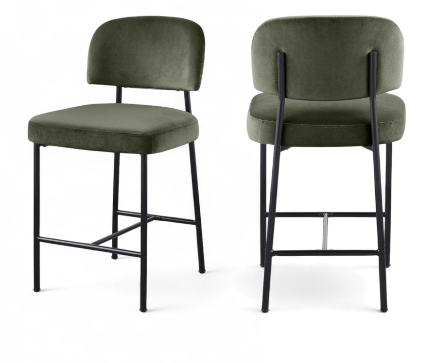 Zarelle Performance Fabric Upholstered Counter Stool — 88022-C - Green - 88022Green-C Double Chair