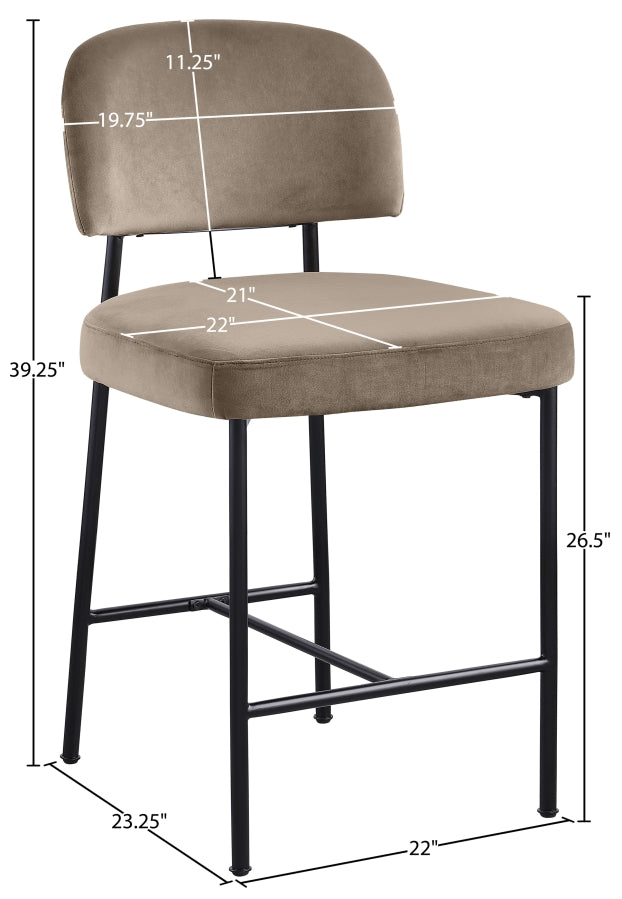 Zarelle Performance Fabric Upholstered Counter Stool — 88022-C - Taupe - 88022Taupe-C Dim