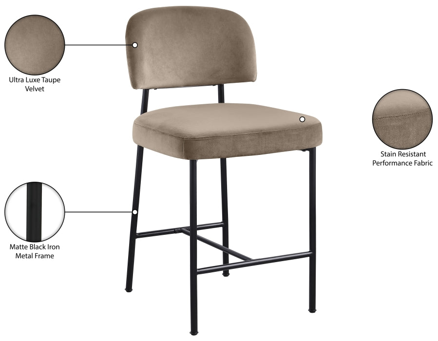 Zarelle Performance Fabric Upholstered Counter Stool — 88022-C - Taupe - 88022Taupe-C Infographic