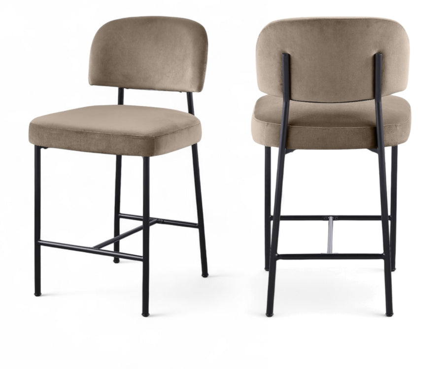 Zarelle Performance Fabric Upholstered Counter Stool — 88022-C - Taupe - 88022Taupe-C Double Chair