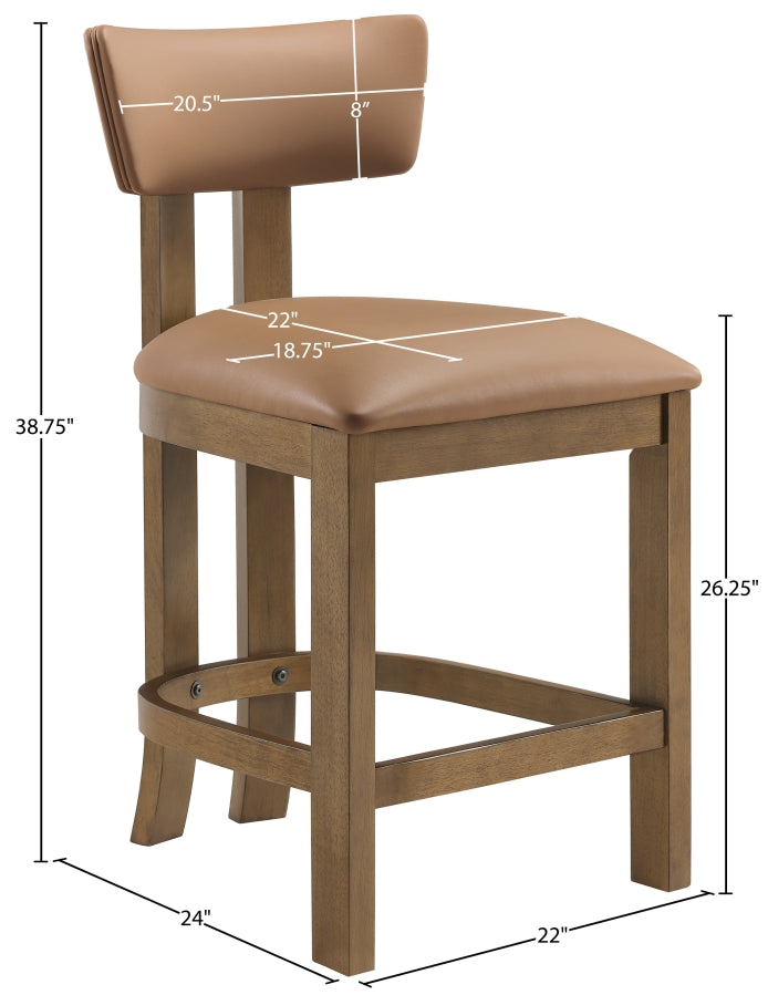 Lavrin Vegan Leather Upholstered Counter Stool — 88061-C - Cognac - 88061Cognac-C Dim