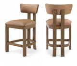 Lavrin Vegan Leather Upholstered Counter Stool — 88061-C - Cognac - 88061Cognac-C Double Chair