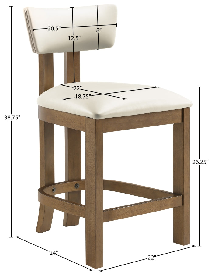 Lavrin Vegan Leather Upholstered Counter Stool — 88061-C - Cream - 88061Cream-C Dim
