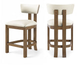 Lavrin Vegan Leather Upholstered Counter Stool — 88061-C - Cream - 88061Cream-C Double Chair