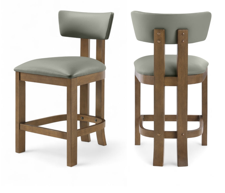 Lavrin Vegan Leather Upholstered Counter Stool — 88061-C - Olive - 88061Olive-C Double Chair