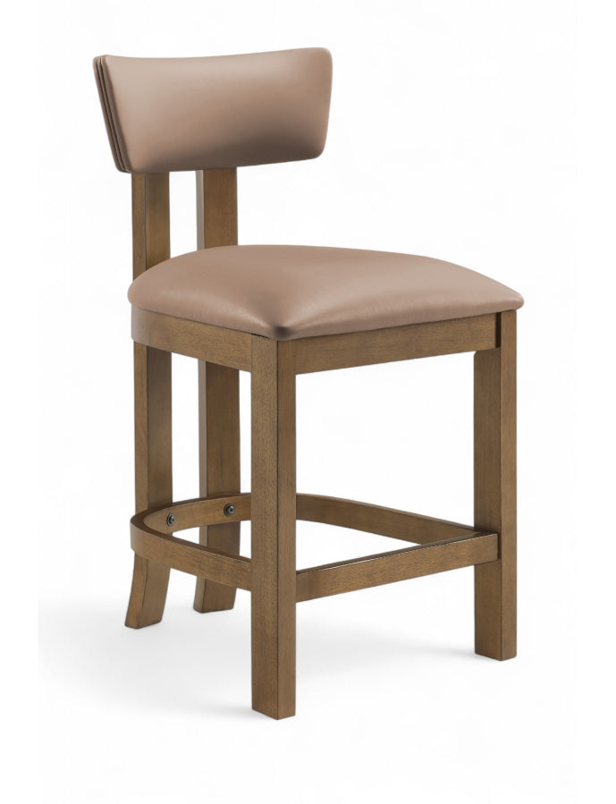 Lavrin Vegan Leather Upholstered Counter Stool — 88061-C - Tan - 88061Tan-C