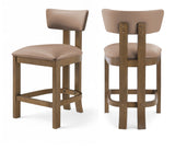 Lavrin Vegan Leather Upholstered Counter Stool — 88061-C - Tan - 88061Tan-C Double Chair