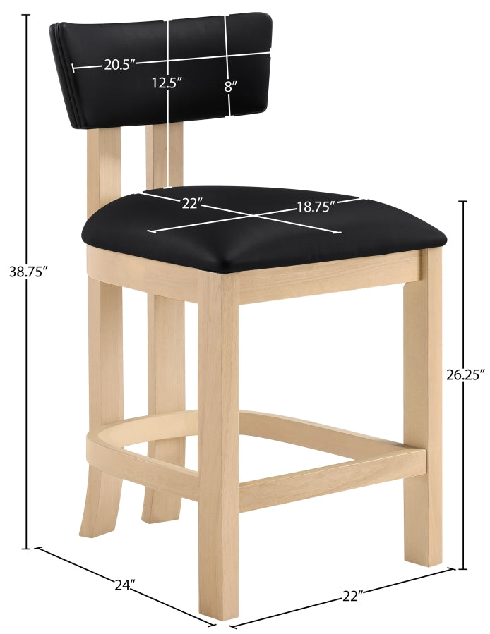 Lavrin Vegan Leather Upholstered Counter Stool — 88062-C - Black - 88062Black-C Dim