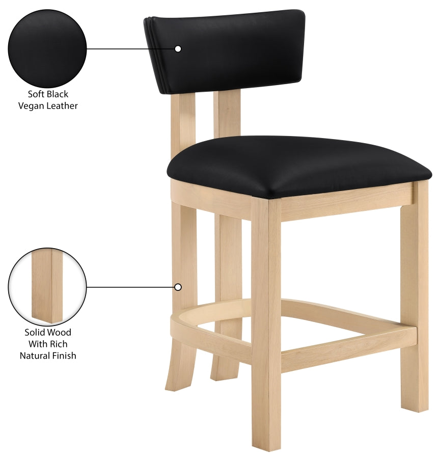 Lavrin Vegan Leather Upholstered Counter Stool — 88062-C - Black - 88062Black-C Infographic