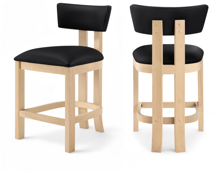 Lavrin Vegan Leather Upholstered Counter Stool — 88062-C - Black - 88062Black-C Double Chair