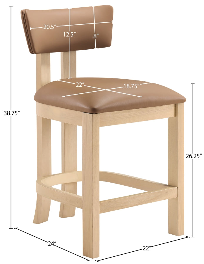 Lavrin Vegan Leather Upholstered Counter Stool — 88062-C - Cognac - 88062Cognac-C Dim
