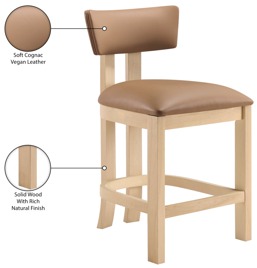 Lavrin Vegan Leather Upholstered Counter Stool — 88062-C - Cognac - 88062Cognac-C Infographic
