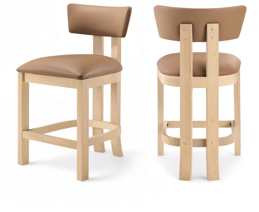 Lavrin Vegan Leather Upholstered Counter Stool — 88062-C - Cognac - 88062Cognac-C Double Chair