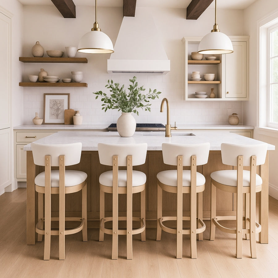 Lavrin Vegan Leather Upholstered Counter Stool — 88062-C - Cream - 88062Cream-C alternate view 1
