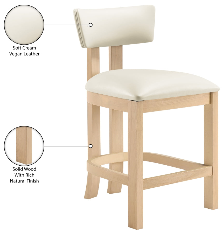 Lavrin Vegan Leather Upholstered Counter Stool — 88062-C - Cream - 88062Cream-C Infographic