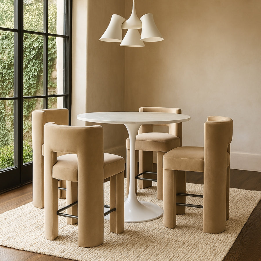Zuno Velvet Performance Fabric Upholstered Counter Stool — 947 - Beige - 947Beige-C alternate view 1