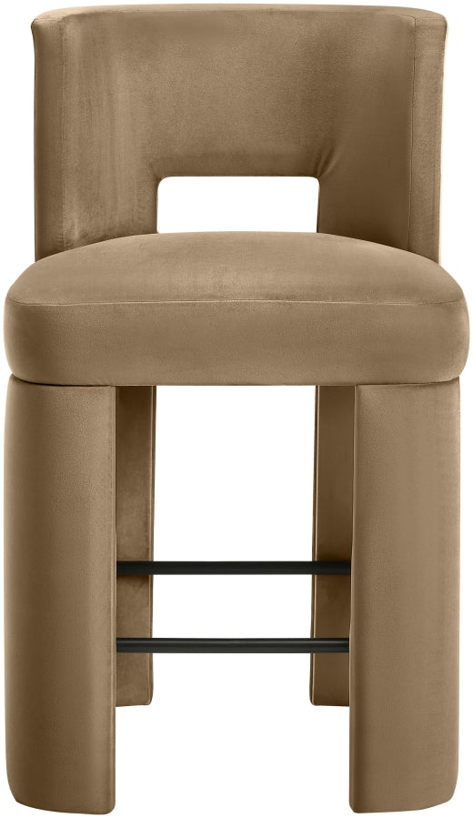 Zuno Velvet Performance Fabric Upholstered Counter Stool — 947 - Beige - 947Beige-C alternate view 2