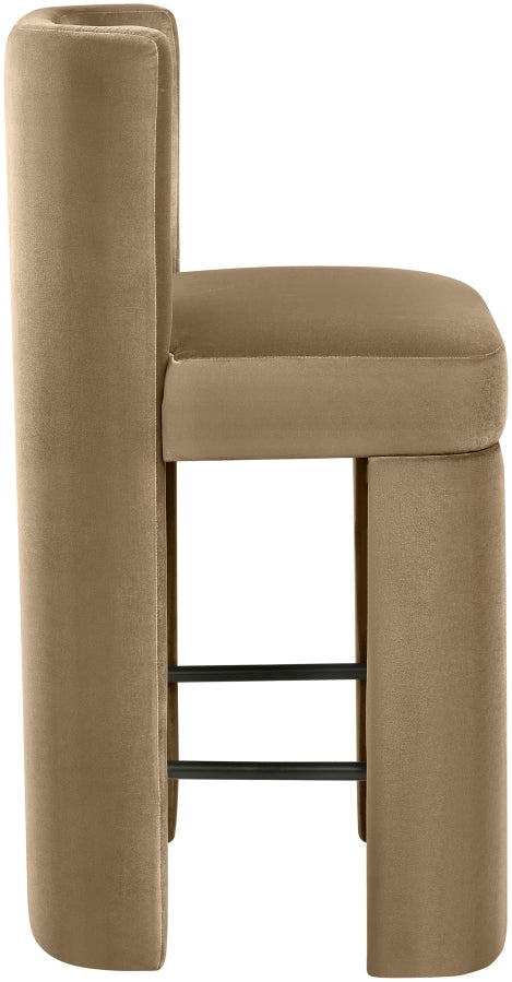 Zuno Velvet Performance Fabric Upholstered Counter Stool — 947 - Beige - 947Beige-C alternate view 3