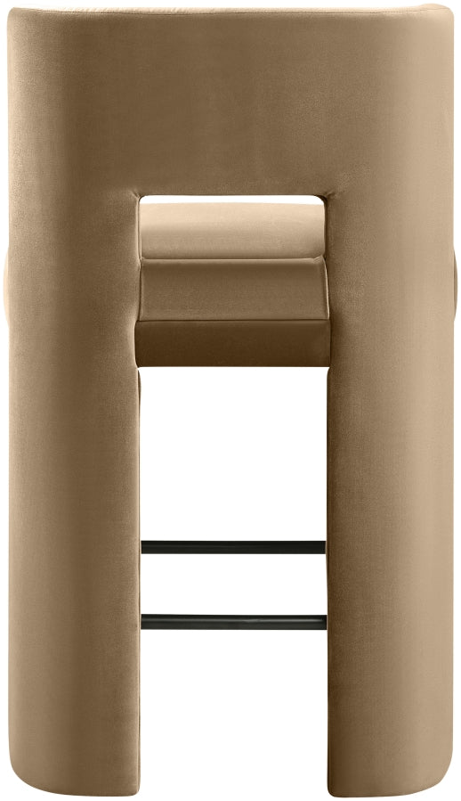 Zuno Velvet Performance Fabric Upholstered Counter Stool — 947 - Beige - 947Beige-C alternate view 4