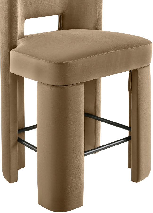 Zuno Velvet Performance Fabric Upholstered Counter Stool — 947 - Beige - 947Beige-C alternate view 5