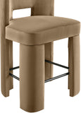 Zuno Velvet Performance Fabric Upholstered Counter Stool — 947 - Beige - 947Beige-C alternate view 5