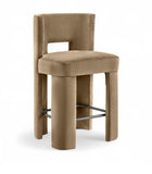 Zuno Velvet Performance Fabric Upholstered Counter Stool — 947 - Beige - 947Beige-C