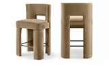 Zuno Velvet Performance Fabric Upholstered Counter Stool — 947 - Beige - 947Beige-C Double Chair